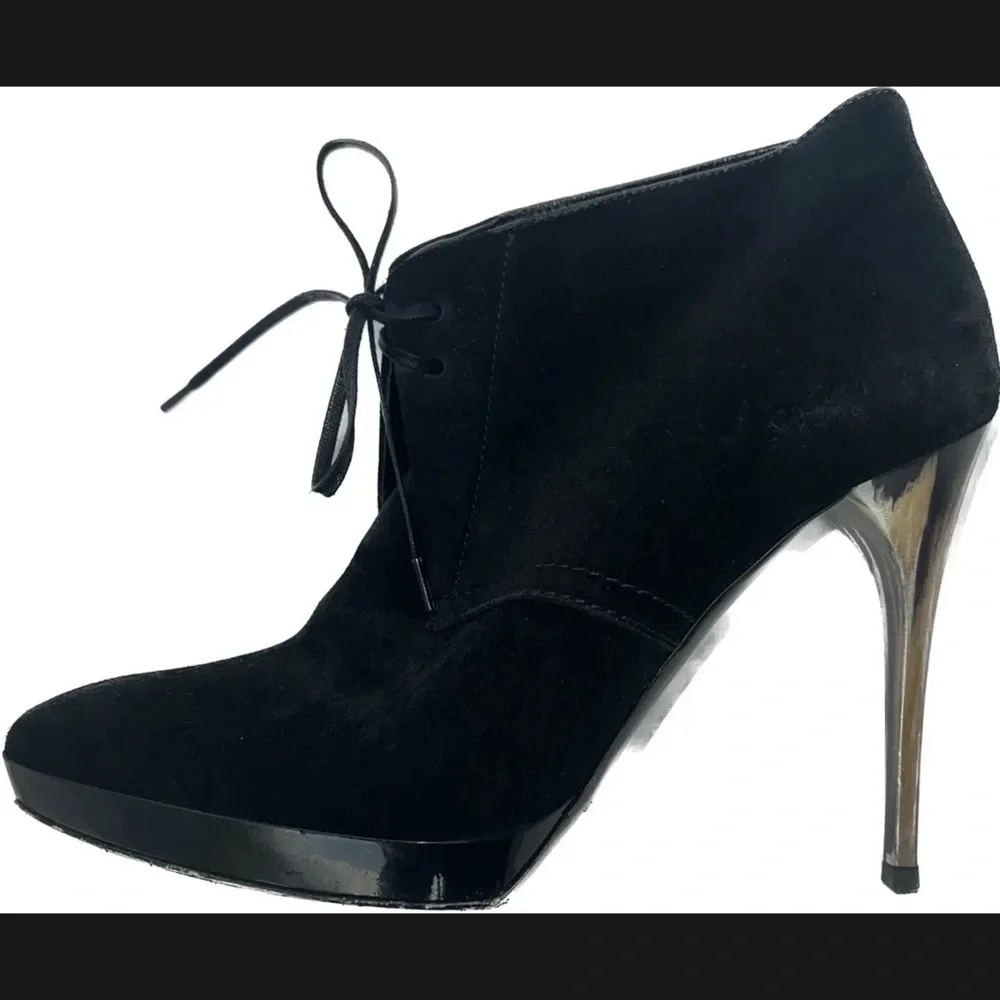 BURBERRY PRORSUM Black Suede English Icons Tanfield 110 BOOTS Size 38 - Picture 3 of 9